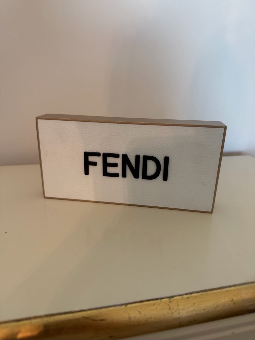 Fendi White Box with Black Logo and Tan Trim